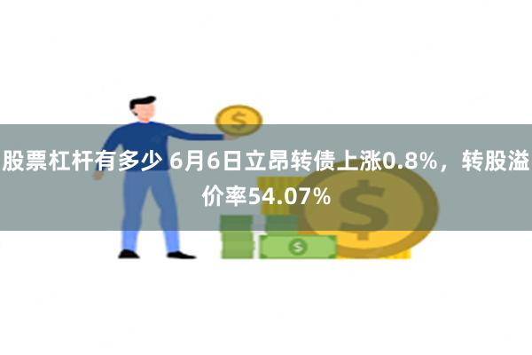 股票杠杆有多少 6月6日立昂转债上涨0.8%，转股溢价率54.07%