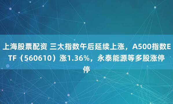 上海股票配资 三大指数午后延续上涨，A500指数ETF（560610）涨1.36%，永泰能源等多股涨停