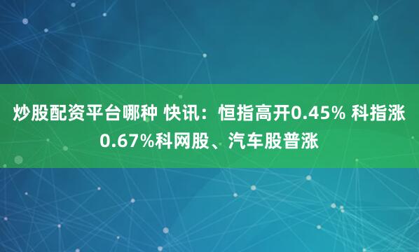 炒股配资平台哪种 快讯：恒指高开0.45% 科指涨0.67%科网股、汽车股普涨