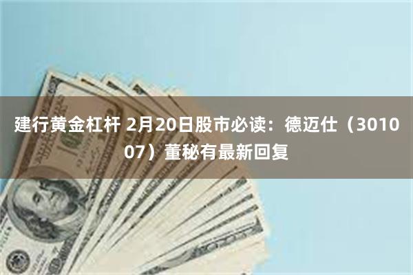 建行黄金杠杆 2月20日股市必读：德迈仕（301007）董秘有最新回复